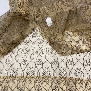 4 JC Penny Curtain Panels Damask Organza Embroidered Sheer Home Collection Shear